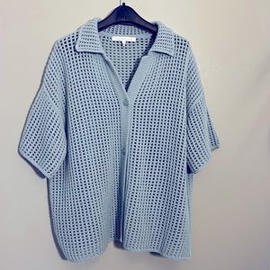 NakedCashmere Collared Knitted Button-down Blouse, XS